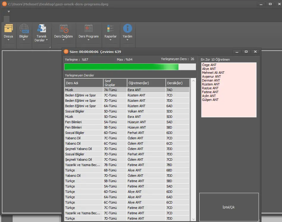 Haftalık Ders Dağıtım Yazılımı