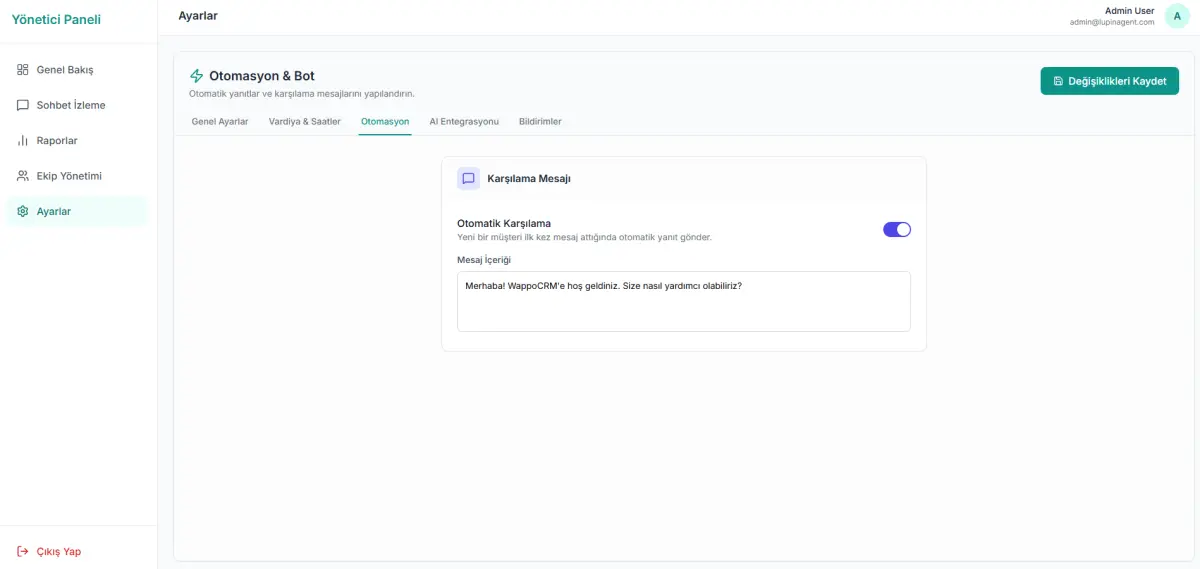 WappoCRM – WhatsApp Entegre CRM Sistemi